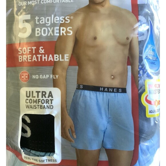 Hanes Mens Yarn Dyed Exposed Comfort Waistband Tagless Boxers Size XL 5 Count - Picture 5 of 9